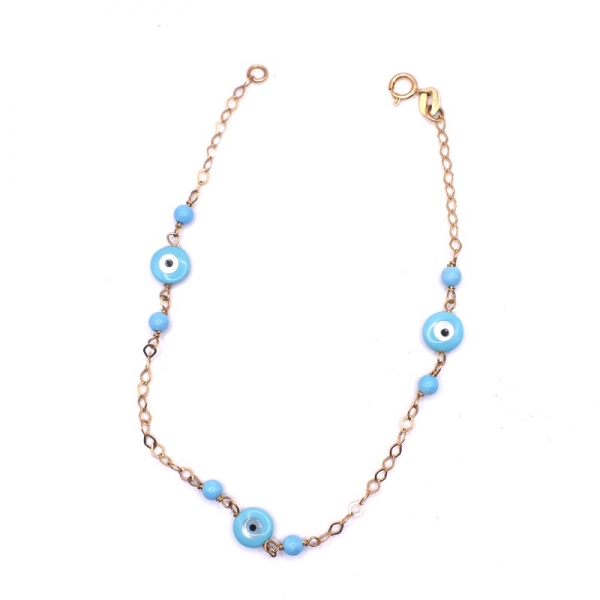 Βραχιόλι παιδικό σε χρυσό Κ14 με ματάκια