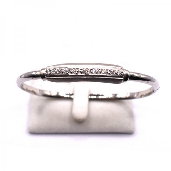 Χειροπέδα βραχιόλι σε λευκόχρυσο Κ14 με ζιργκόν