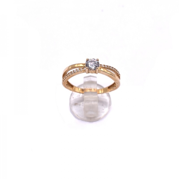 Δαχτυλίδι μονόπετρο σε χρυσό Κ14 με ζιργκόν