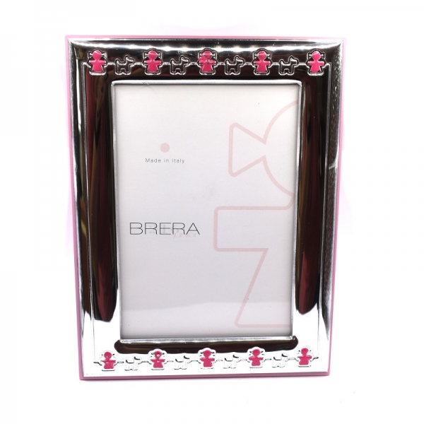 Κορνίζα ασημένια παιδική ροζ