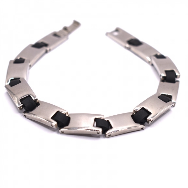 Βραχιόλι ατσάλινο με καουτσούκ