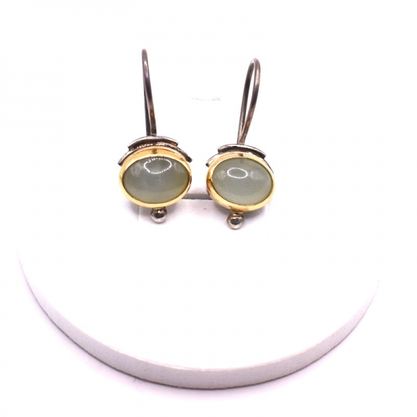 Σκουλαρίκια ασημένια με χρυσό και άκουα μαρίνα