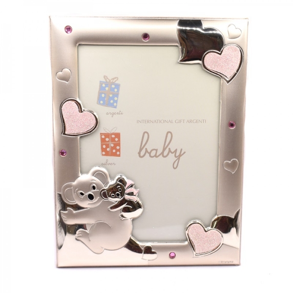 Κορνίζα ασημένια παιδική ροζ