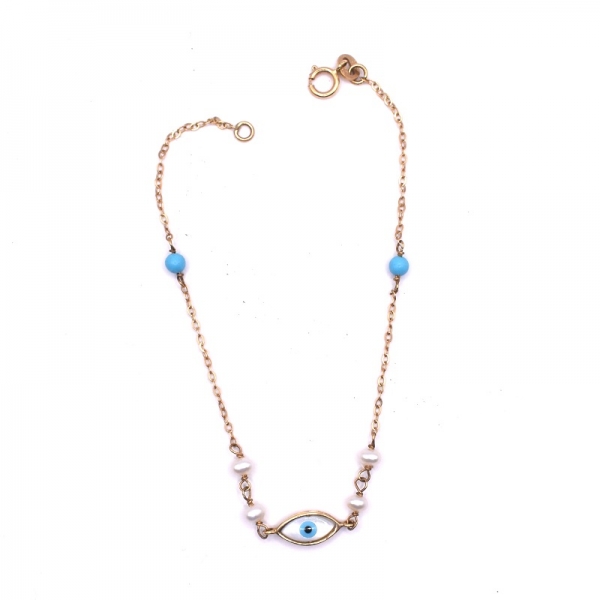 Βραχιόλι σε χρυσό Κ14 με ματάκια