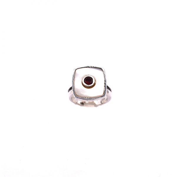 Δαχτυλίδι ασημένιο 925 με φίλντισι και γρανάδα