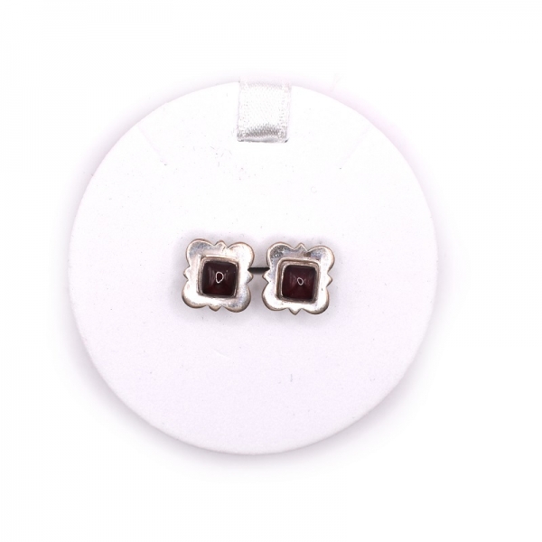 Σκουλαρίκια ασημένια  με γρανάδα