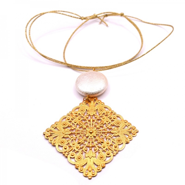 Κολιέ φω  με άσπρη πέτρα