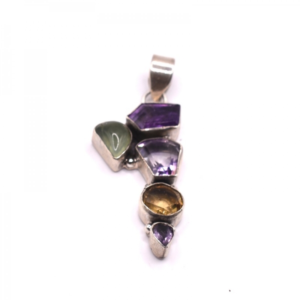 Μενταγιόν ασημένιο με διάφορες ορυκτές πέτρες