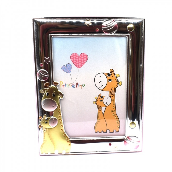 Κορνίζα ασημένια παιδική ροζ