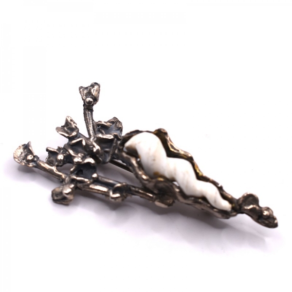 Καρφίτσα ασημένια  με όστρακο