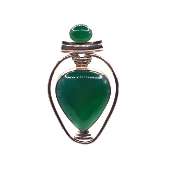 Μενταγιόν ασημένιο με αχάτη πράσινο