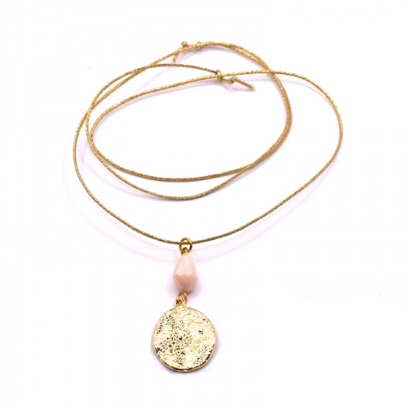 Κολιέ φω  με μπεζ πέτρα