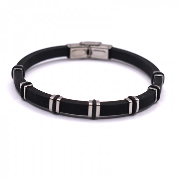Βραχιόλι αντρικό σε ατσάλι και καουτσούκ