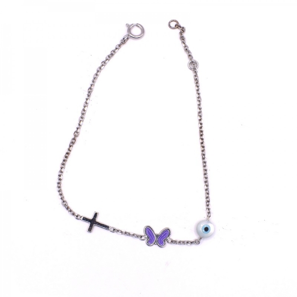 Βραχιόλι παιδικό σε λευκόχρυσο Κ14 με σμάλτο