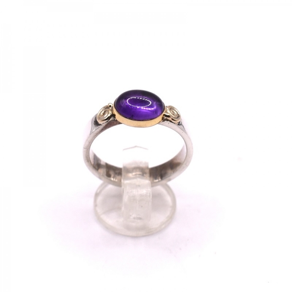 Δαχτυλίδι ασημένιο με χρυσό και αμέθυστο