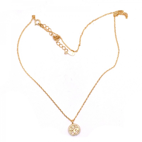 Kολιέ ασημένιο επιχρυσωμένο 925 με δέντρο της ζωής