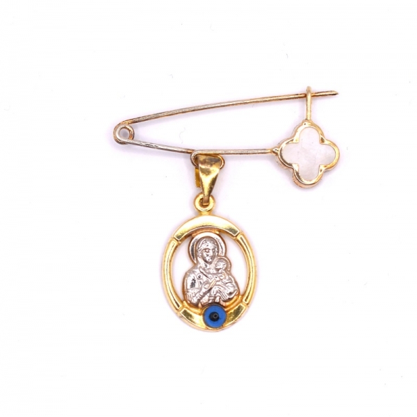 Ασημένια παραμάνα με παναγία επιχρυσωμένο