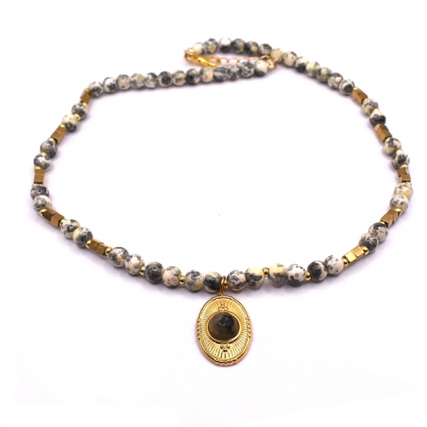 Κολιέ με ατσάλι και αιματίτη