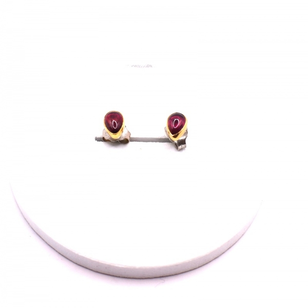 Σκουλαρίκια ασημένια με χρυσό και γρανάδα