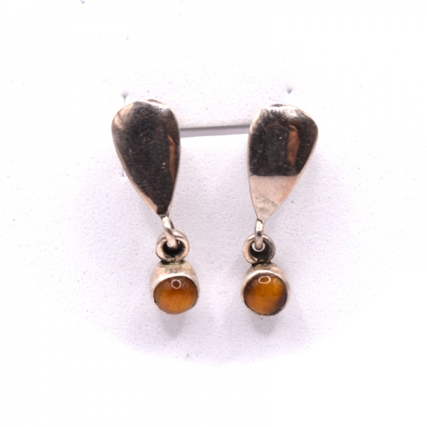 Σκουλαρίκια ασημένια με μάτι τίγρης