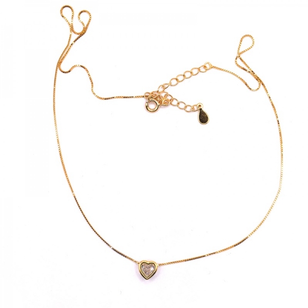 Κολιέ ασημένιο επιχρυσωμένο 925 με καρδούλα 