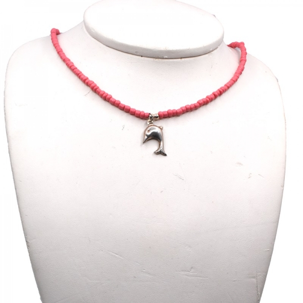 Κολιέ ασημένιο με δελφίνι