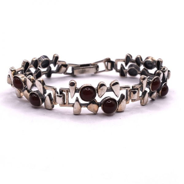 Βραχιόλι ασημένιο  925 με κορνεόλη πέτρα