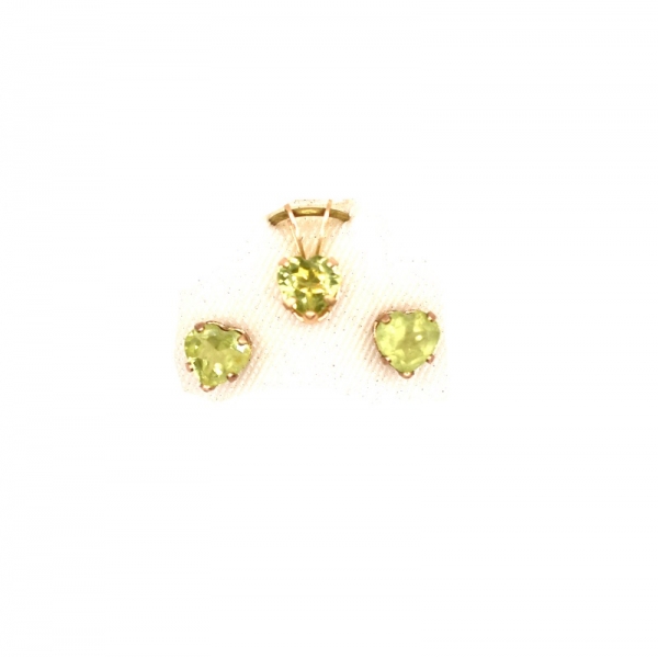 Σετ μενταγιόν και σκουλαρίκια σε χρυσό Κ14 με περίδοτο πέτρα