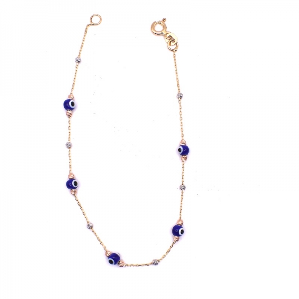 Βραχιόλι σε χρυσό Κ14 με ματάκια