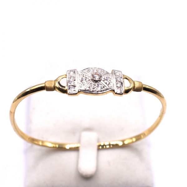 Χειροπέδα βραχιόλι σε χρυσό Κ14 με ζιργκόν