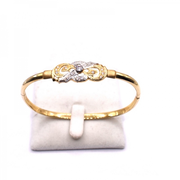 Χειροπέδα βραχιόλι σε χρυσό Κ14 με ζιργκόν