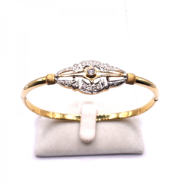 Χειροπέδα βραχιόλι σε χρυσό Κ14 με ζιργκόν