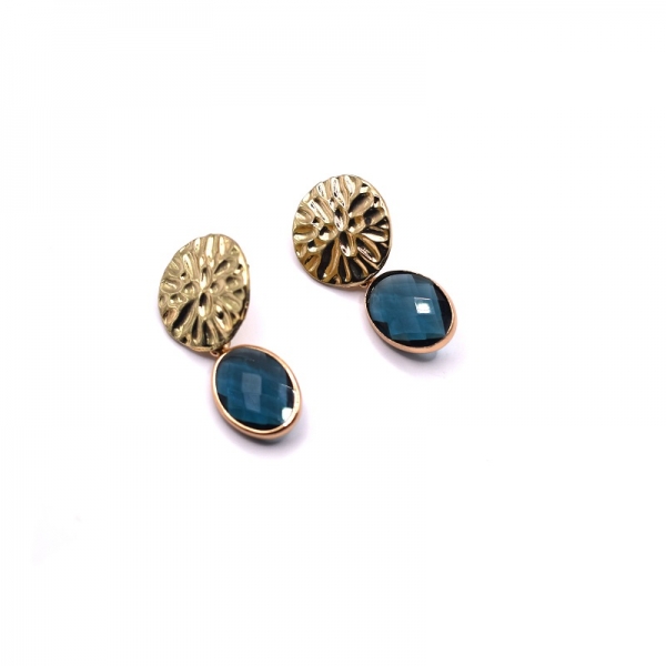 Σκουλαρίκια διάφανη μπλε πέτρα