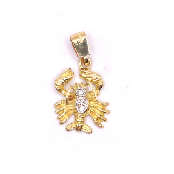 Ζώδιο καρκίνος σε χρυσό Κ14 με ζιργκόν