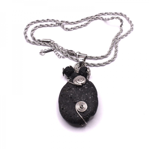 Κολιέ φω  με λάβα πέτρα