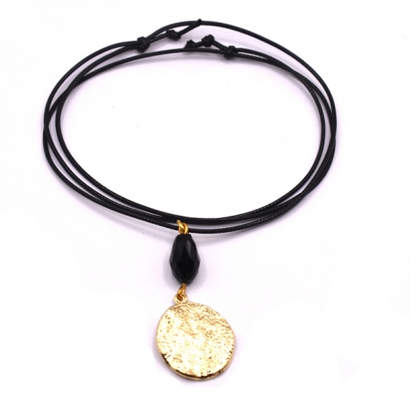 Κολιέ φω  με μαύρη πέτρα