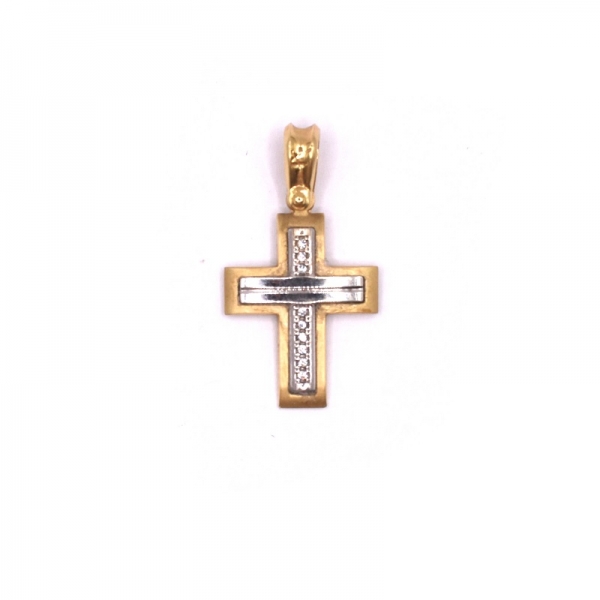 Σταυρός δίχρωμος σε Κ14 με ζιργκόν