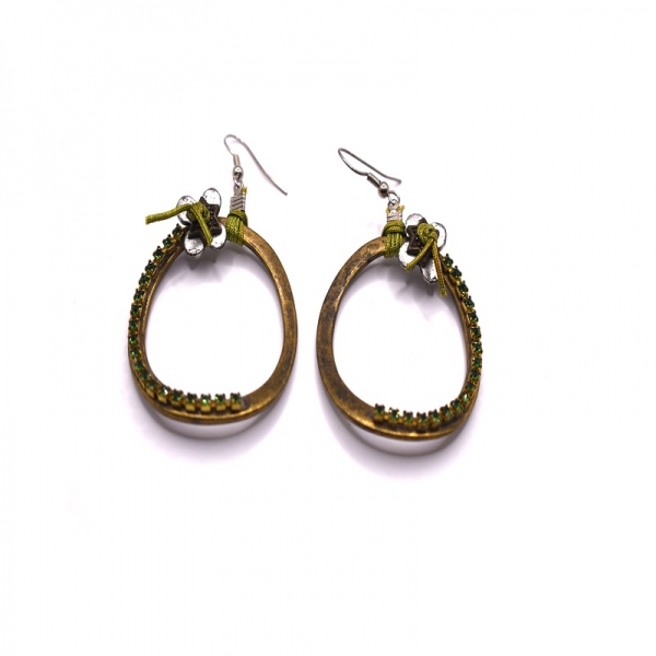 Σκουλαρίκια κρίκοι με ζιργκόν πράσινα
