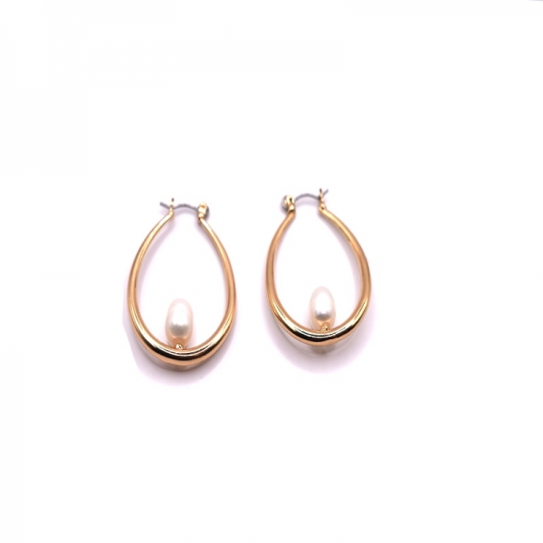 Σκουλαρίκια κρίκοι με πέρλα