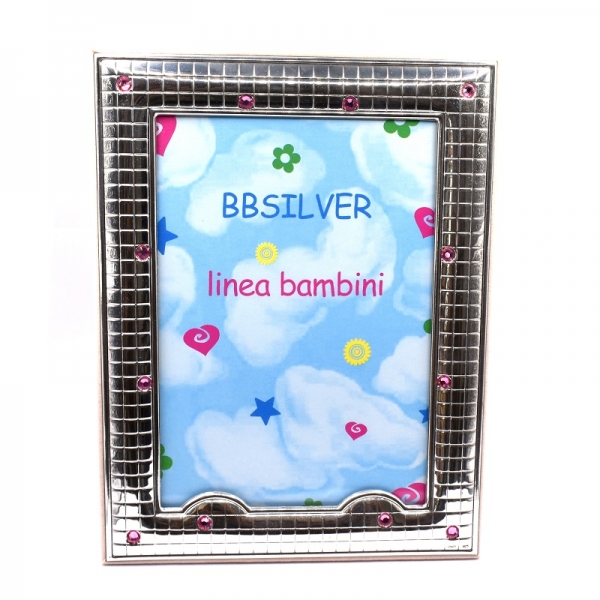 Κορνίζα ασημένια παιδική ροζ