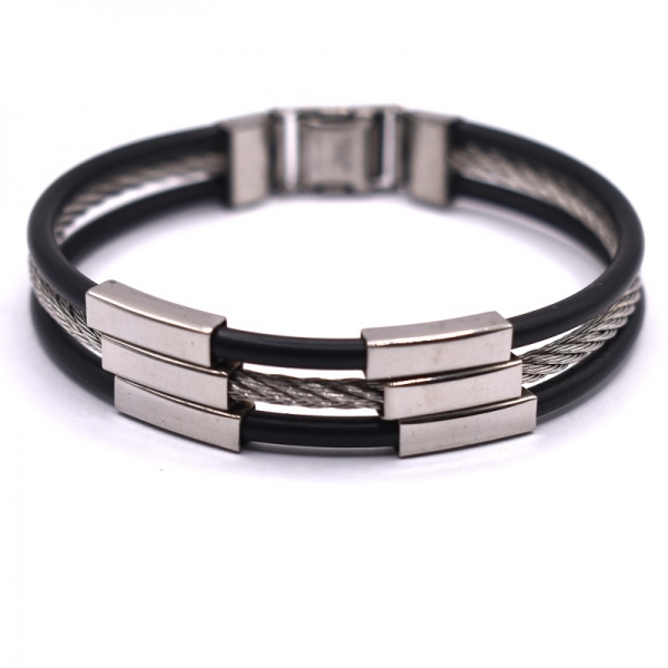 Βραχιόλι αντρικό σε ατσάλι και καουτσούκ